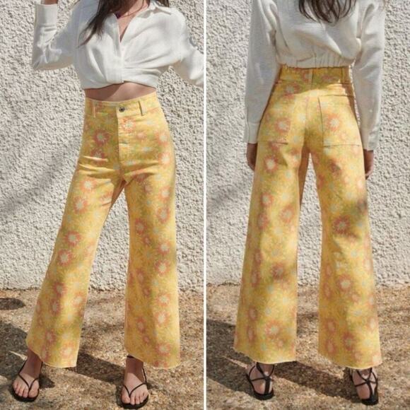 Zara marine straight leg flare daisy denim size 2